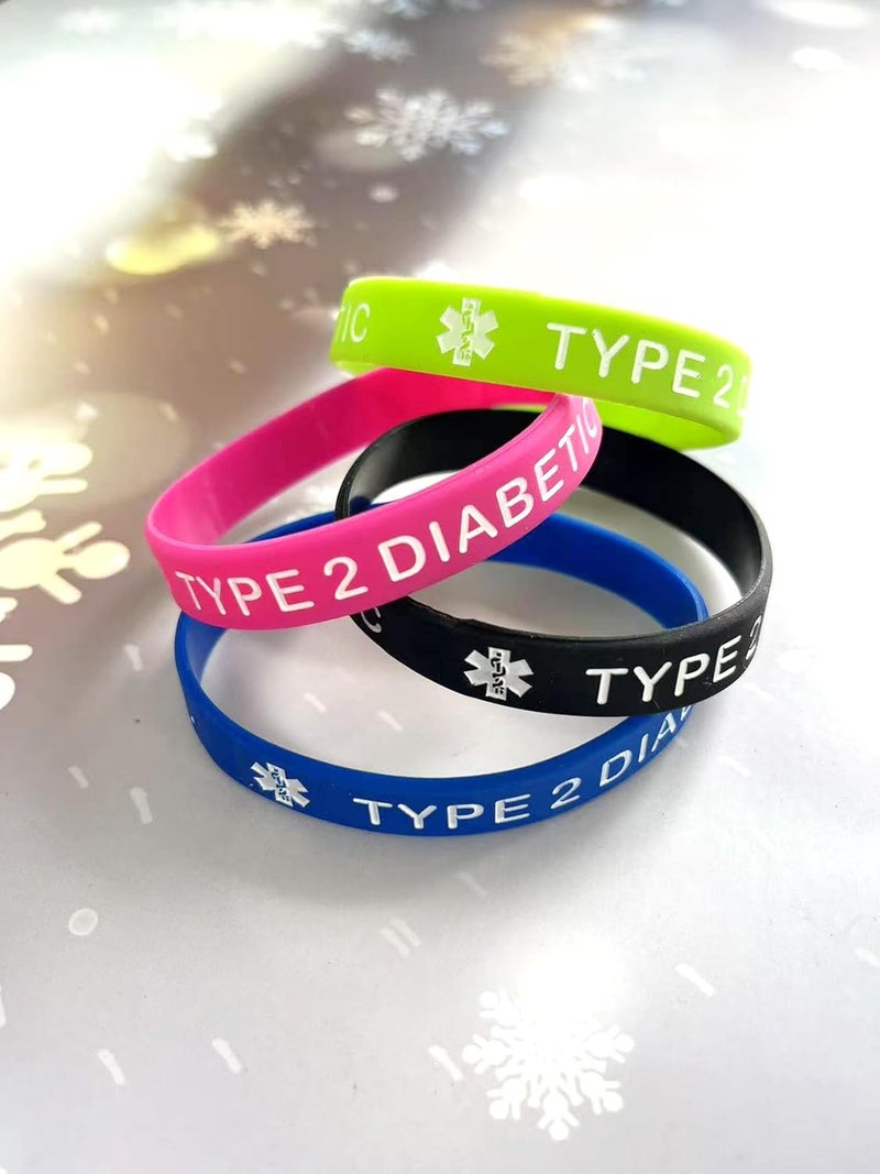 OutstandLong 5 Pack Sport Medical Alert ID Blood Thinner Silicone Bracelet Rubber Medical Awareness Wristbands 7.5" - Image 2